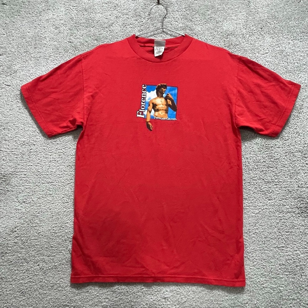 Princess T-Shirt Men's Medium Red Florence Graphic Short Sleeves Crew Neck